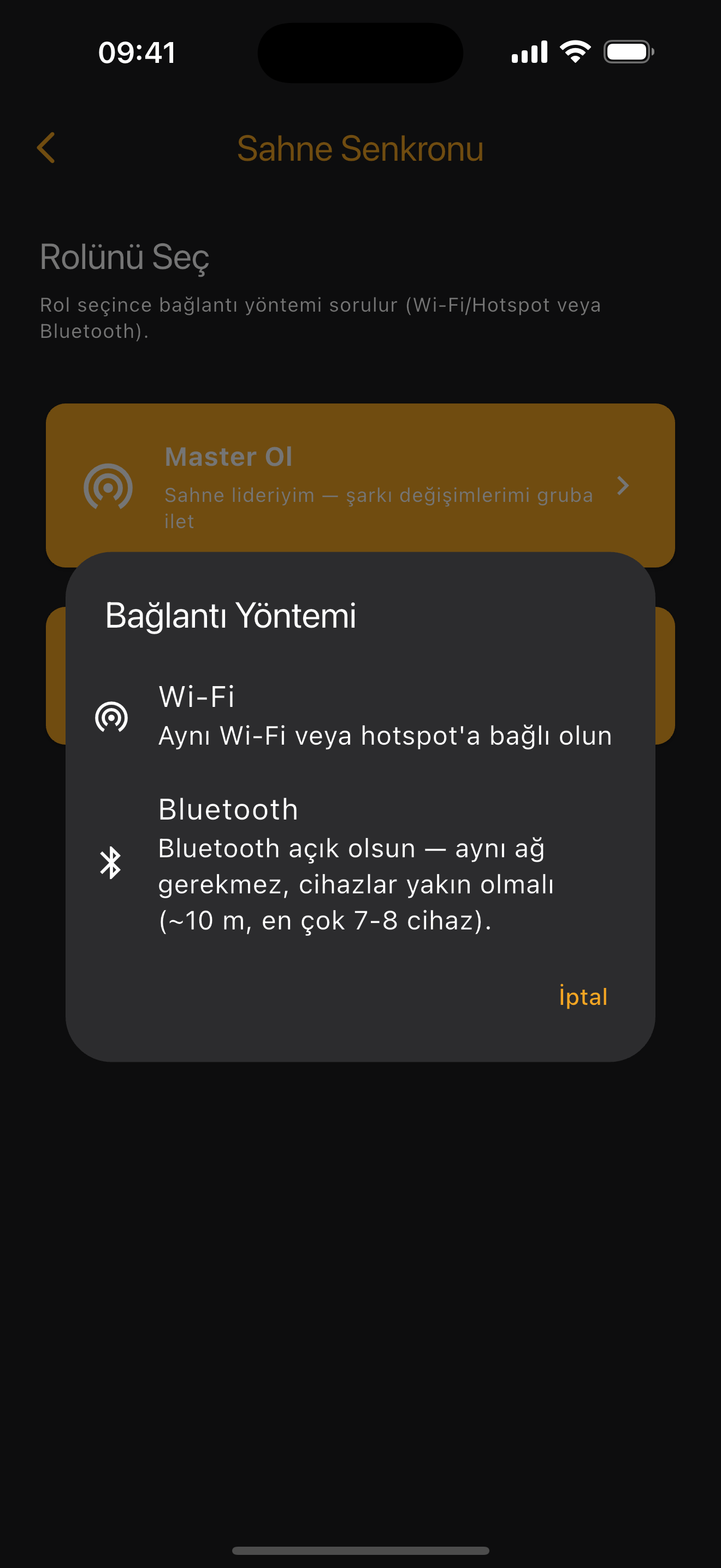 Bağlantı — Wi-Fi ya da Bluetooth seçimi